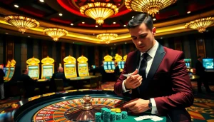 Engaging scene of gambling excitement at https://www.vaoluoitv.com/ casino tables with roulette and poker chips