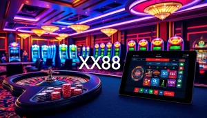 Indulging in thrilling gambling sessions at XX88 with poker chips and roulette wheels.