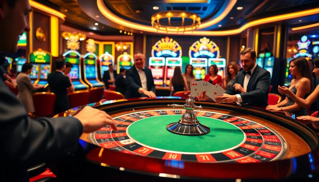 Engage with the thrilling atmosphere of 789 bet at a luxurious casino table filled with players.