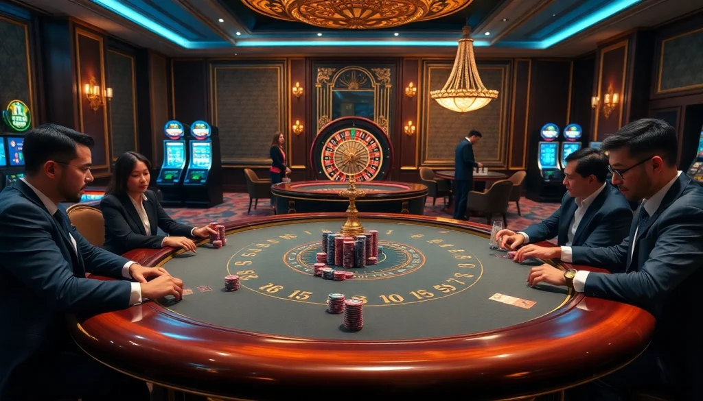 Experience the thrill of online betting at https://bong88.casa/, showcasing intense gameplay at a luxurious poker table.