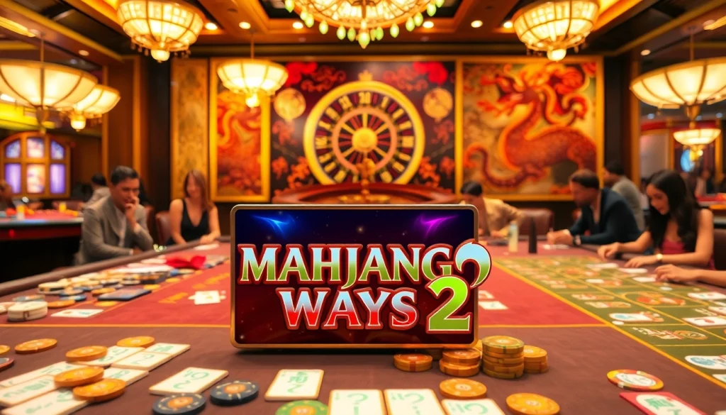 Rasakan kegembiraan Mahjong Ways 2 di kasino mewah yang menampilkan mesin slot berwarna-warni dan meja kartu.