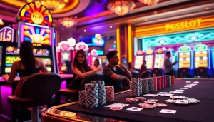 Experience the thrill of PGSLOT with vibrant graphics and lively casino atmosphere.