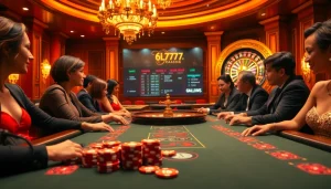 Exciting poker action at a high-stakes table depicting the thrill of gambling with 6L777.