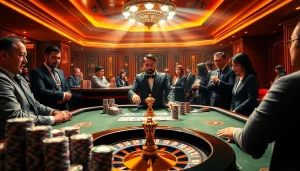 Play intense poker at xx88's lavish casino tables surrounded by eager players.