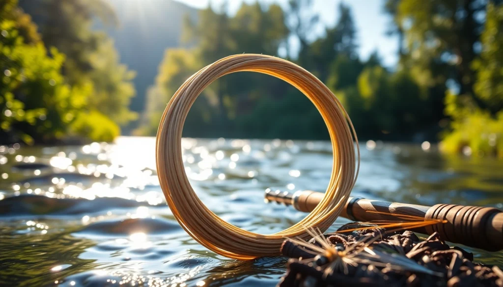 Demonstrating the versatile Fly fishing line amidst tranquil river surroundings.