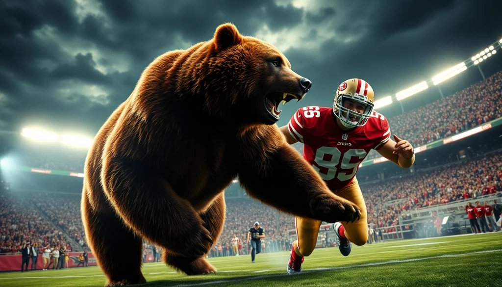 Bears vs 49ers showcased in an intense football showdown, capturing power and agility.