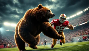 Bears vs 49ers showcased in an intense football showdown, capturing power and agility.