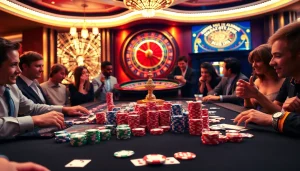 Engage in thrilling sbobet betting at a luxurious casino table, with vibrant chips and cards set for action.