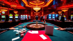 Experience the thrill of s88 gaming in a luxurious casino setting filled with vibrant tables and slot machines.