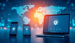 快连下载 application displayed on various devices for secure global connectivity.