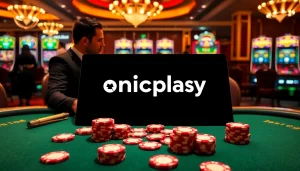 Experience the excitement of onicplay at a luxurious poker table with vibrant chips and cards.