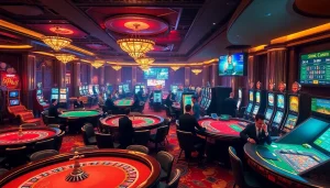 Thriving casino scene from https://rr88co.net/ showcasing poker, roulette, and vibrant online gambling activities.