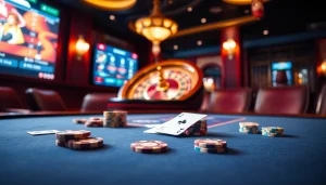 Engaging poker table setup at https://vaobet.cn.com/ with luxurious cards and chips for gamblers.