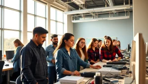 Students collaborating in a Trade School Tennessee training session, highlighting hands-on learning.