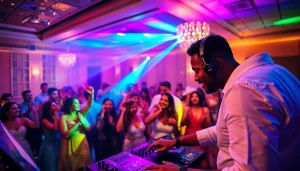 DJ Sydney wedding scene with vibrant crowd dancing, showcasing multicultural celebration and lively atmosphere.