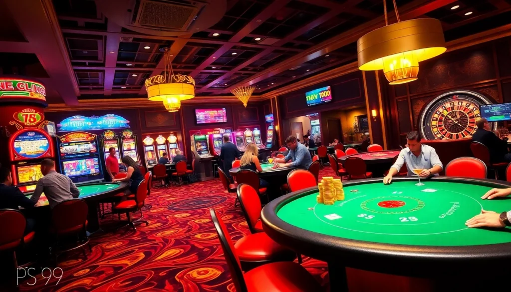 Players enjoying a thrilling high-stakes poker game at PS 99 casino.