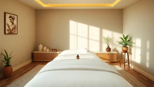 차분한 분위기의 인테리어가 갖춰진 출장마사지 치료실