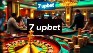 Players enjoying exciting games at a casino with the 7upbet logo featured prominently.