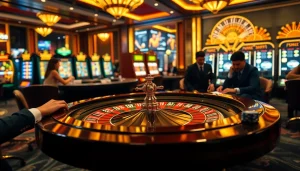 Experience thrilling s88 gameplay at a luxurious casino with exciting roulette and poker tables.