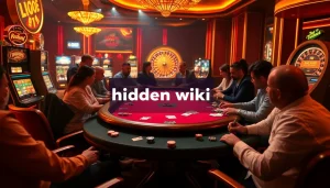 The hidden wiki guides players through high-stakes gambling at a luxurious poker table.