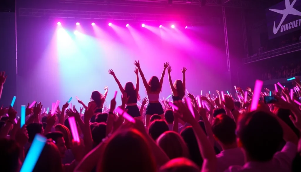Fans enjoying electrifying Blackpink news event at a concert with vibrant atmosphere.