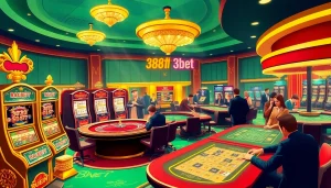 Experience the thrill of 388bet casino with engaging players at a vibrant table game.