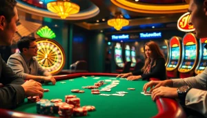 Players enjoying a thrilling poker game with vibrant elements of 789bet com casino excitement.