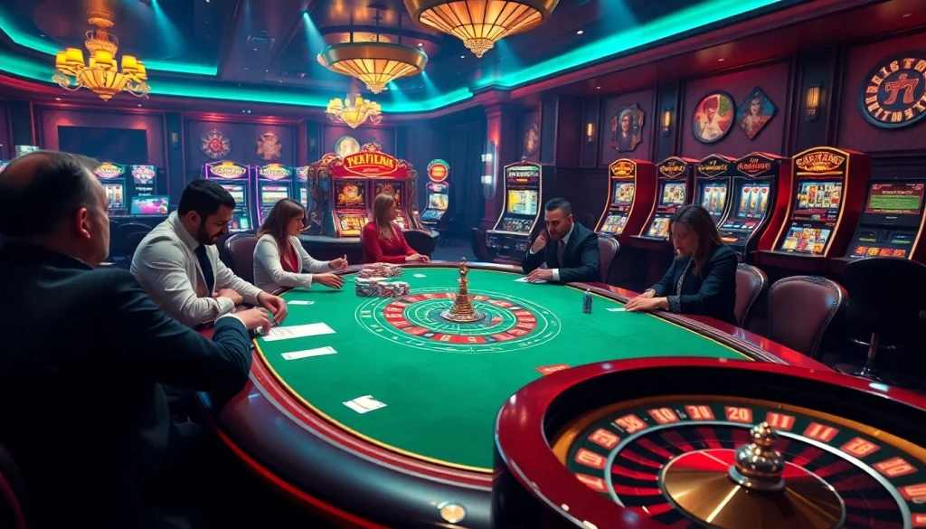 Experience the excitement of high-stakes gambling at Gojekpot with vibrant tables and engaging players.