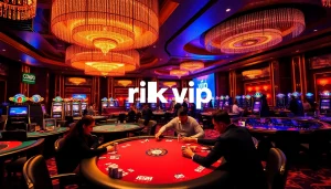 Engaged players enjoying high-stakes games at rik vip casino, surrounded by vibrant atmosphere.