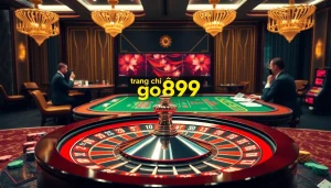 Experience the excitement of trang chủ go99 with a luxurious casino scene featuring vibrant roulette and poker action.