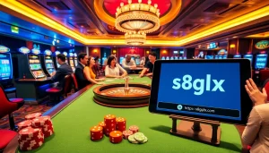Experience vibrant gaming at https://s8glx.com with lively casino tables, slot machines, and excited players.