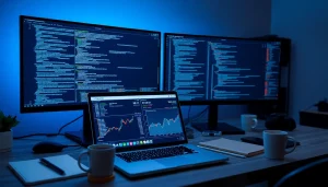 Software engineering workspace featuring Amazon price tracker and coding interfaces.