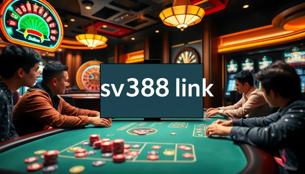 Engaging players at a vibrant casino table exploring the sv388 link for thrilling gambling experiences.