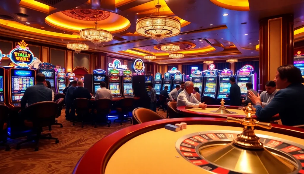 Experience thrilling gameplay at WW88 with vibrant casino scenes featuring poker and slot machines.