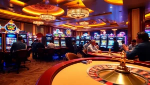 Experience thrilling gameplay at WW88 with vibrant casino scenes featuring poker and slot machines.