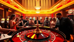 Experience the excitement of 32win trang chủ with dynamic casino elements and vibrant roulette action.
