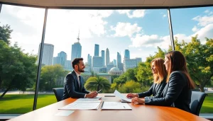 Visual representation of a migration lawyer Melbourne assisting clients in a professional setting.