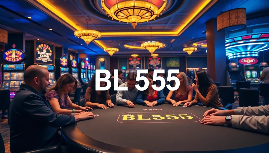 Exciting gameplay at BL555 casino featuring poker, roulette, and slot machines.