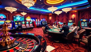 Winning at link 88i with vibrant casino games and excited players at a poker table.