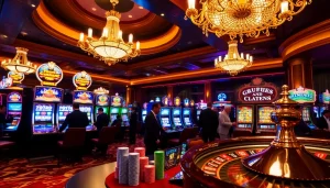 Players enjoying a thrilling slot experience in a vibrant casino atmosphere.