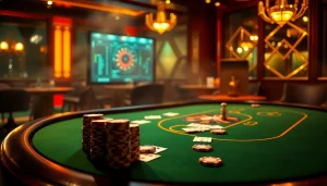 Engaging atmosphere at a high-stakes poker table emphasizing hidden wiki strategy and excitement.