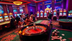 Enjoy thrilling games at c168.company with a vibrant casino atmosphere featuring roulette and poker tables.