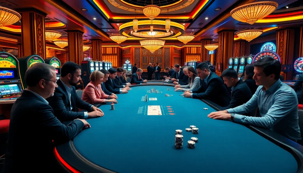 Experience high-stakes action at the BL555 gambling table surrounded by enthusiastic players.