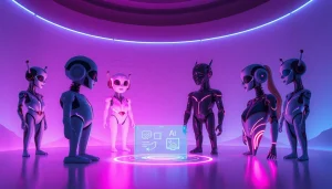 Captivating NSFW AI characters set in a romantic digital landscape, showcasing engaging personalities.