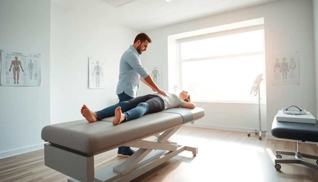 Chiropraktik Stuttgart: Chiropractor adjusting a patient in a serene clinic environment.