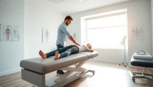 Chiropraktik Stuttgart: Chiropractor adjusting a patient in a serene clinic environment.