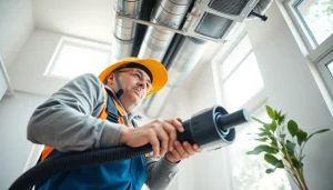 Air Duct Cleaning Service technician meticulously cleaning air ducts to improve indoor air quality.