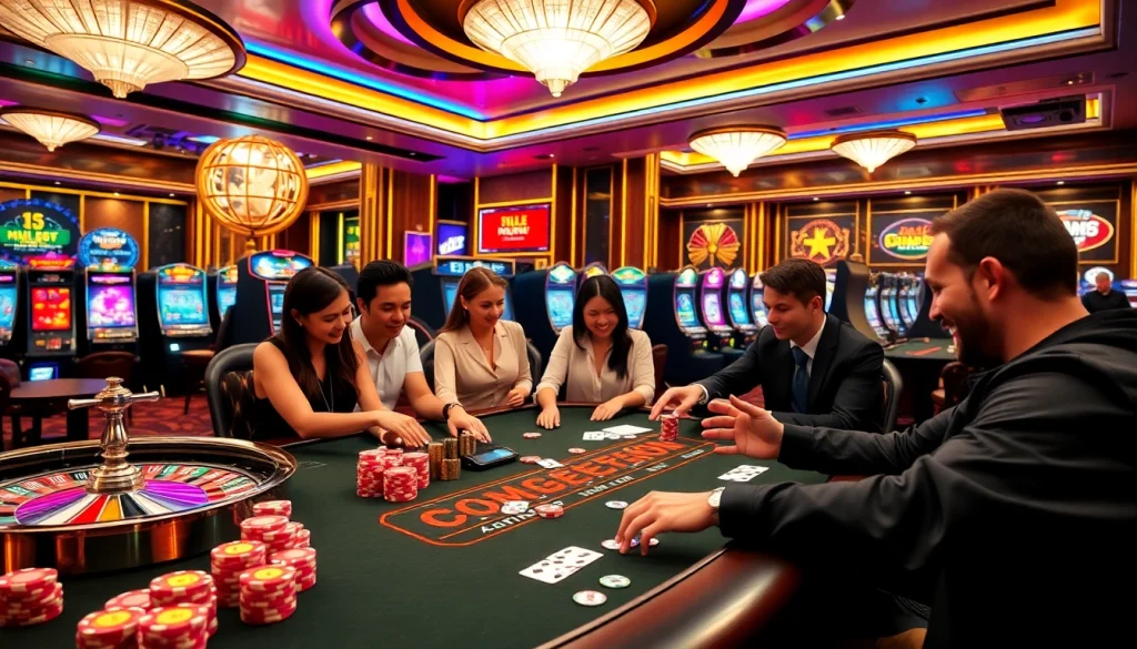 Engage in a thrilling poker game at MM888's vibrant casino table with colorful chips.