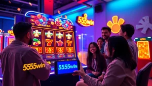 Exciting 555win gaming experience featuring vibrant visuals and friends celebrating a win.