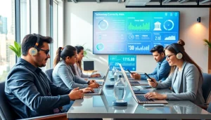 在现代办公室环境中展示的快连下载应用，专业人士享受无缝互联网连接。